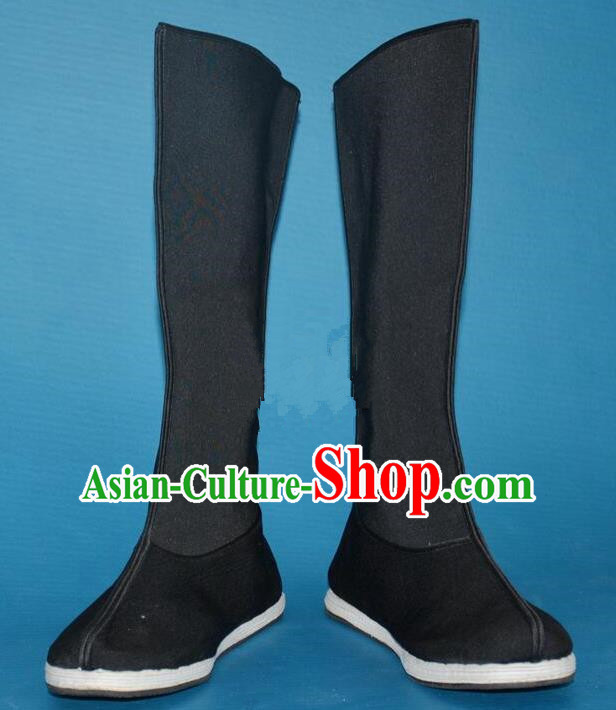 Chinese Traditional Beijing Opera Shoes Ancient Song Dynasty Swordsman Black Boots for Men