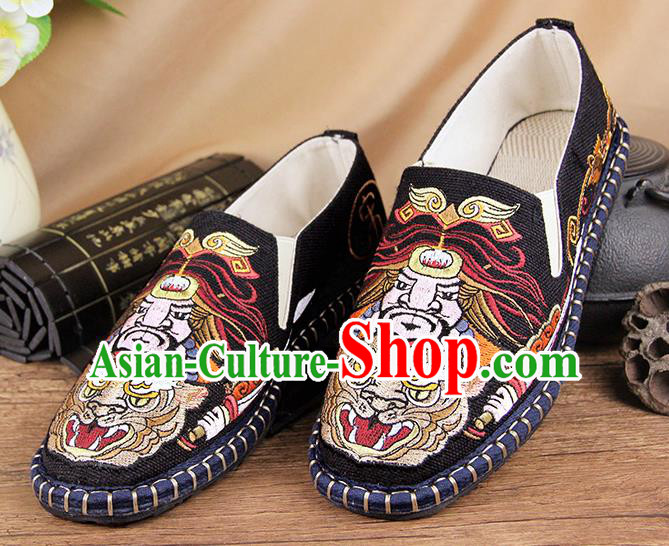 Chinese National Shoes Traditional Black Cloth Shoes Embroidery Multi-layered Shoes for Men