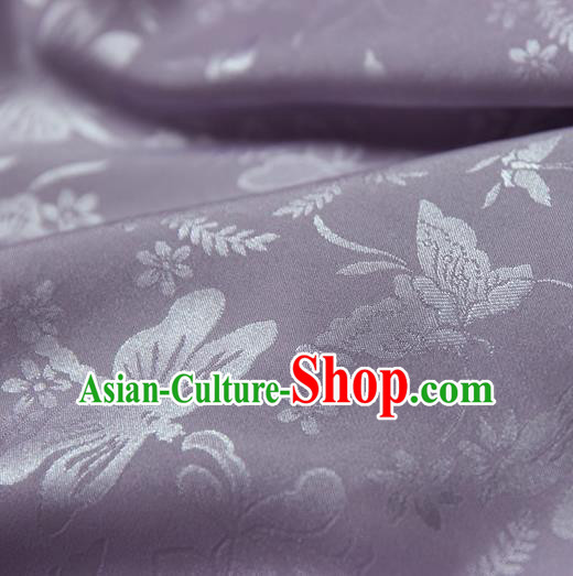 Asian Chinese Traditional Purple Jacquard Silk Fabric Ancient Hanfu Brocade Fabric Drapery Material