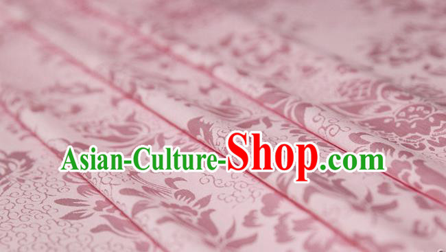 Asian Chinese Traditional Pink Silk Fabric Ancient Hanfu Jacquard Brocade Fabric Drapery Material