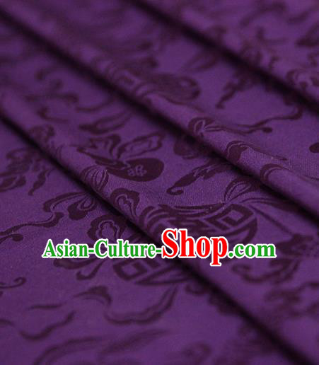 Asian Chinese Traditional Purple Silk Fabric Ancient Hanfu Jacquard Brocade Fabric Drapery Material