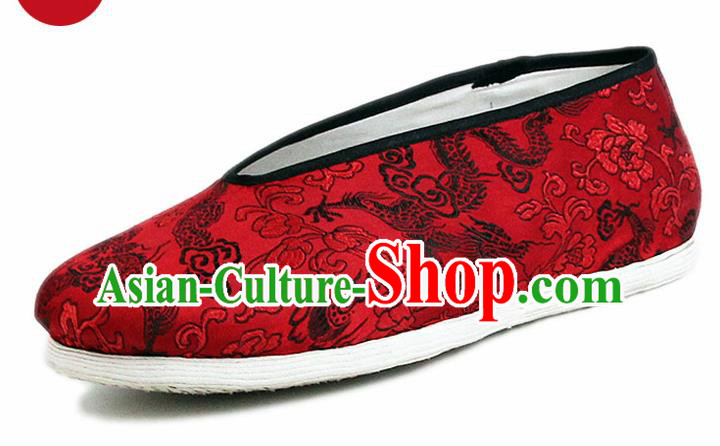 Chinese National Shoes Traditional Cloth Shoes Red Satin Shoes for Men