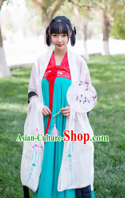 Chinese Ancient Tang Dynasty Princess Embroidered Historical Costumes for Women