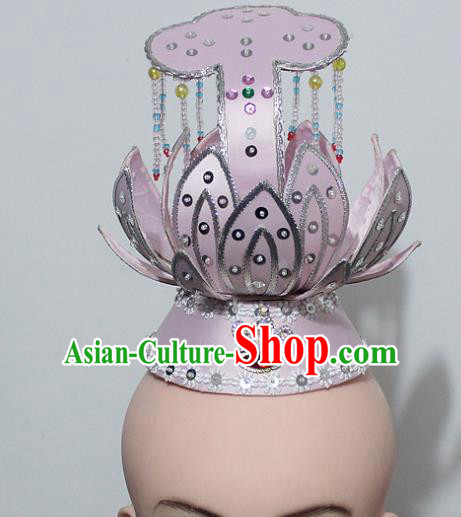 Chinese Traditional Peking Opera Hair Accessories Ancient Prince Pink Lotus Hair Crown Headwear for Men