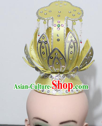 Chinese Traditional Peking Opera Hair Accessories Ancient Prince Yellow Lotus Hair Crown Headwear for Men