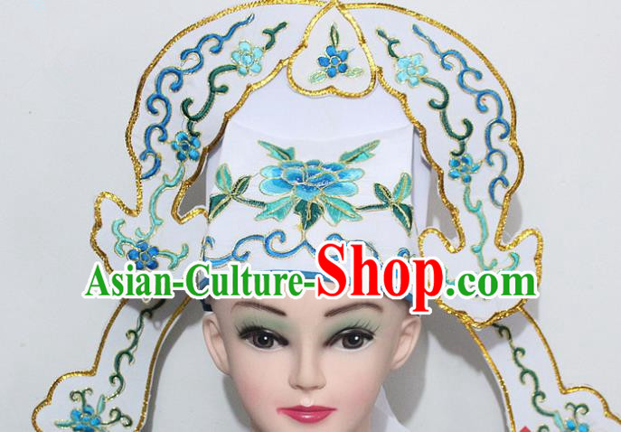 Chinese Traditional Peking Opera Niche Hats Ancient Nobility Childe White Hat for Men