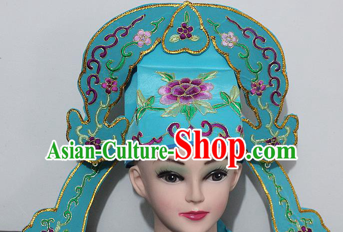 Chinese Traditional Peking Opera Niche Hats Ancient Nobility Childe Green Hat for Men