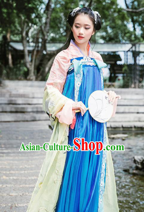 Chinese Ancient Tang Dynasty Princess Hanfu Dress Traditional Embroidered Costumes for Women