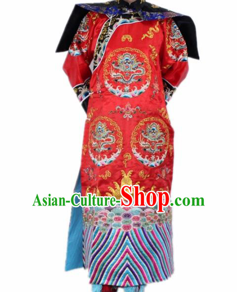 Chinese Traditional Peking Opera Costumes Ancient Qing Dynasty Queen Red Clothing for Women