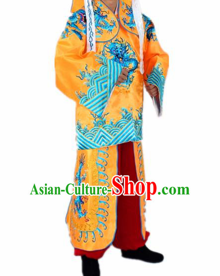 Chinese Traditional Peking Opera Takefu Yellow Costumes Ancient Imperial Bodyguard Swordsman Clothing for Men