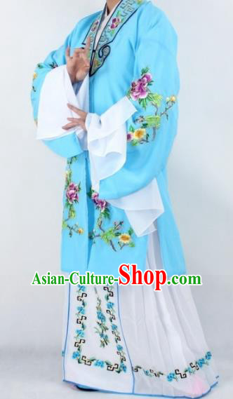 Chinese Traditional Peking Opera Actress Costumes Ancient Nobility Lady Light Blue Cloak for Women