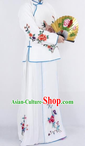 Chinese Traditional Peking Opera Young Lady Costumes Ancient Maidservants White Dress for Women