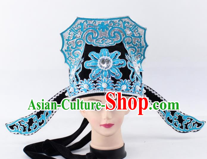 Chinese Traditional Peking Opera Niche Headwear Ancient Scholar Black Hat for Men