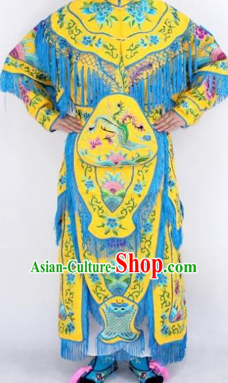 Chinese Traditional Peking Opera Yellow Costumes Ancient Female General Dress for Women