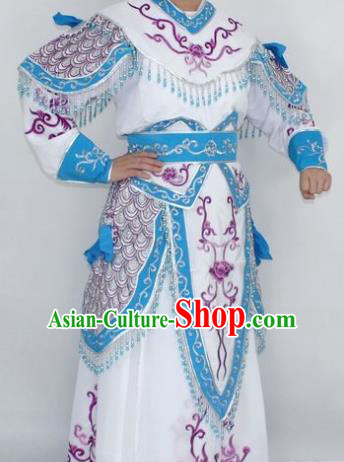 Chinese Traditional Peking Opera White Costumes Ancient Female General Clothing for Women