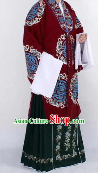 Chinese Traditional Peking Opera Pantaloon Costumes Ancient Landlord Shiva Purplish Red Cloak for Women