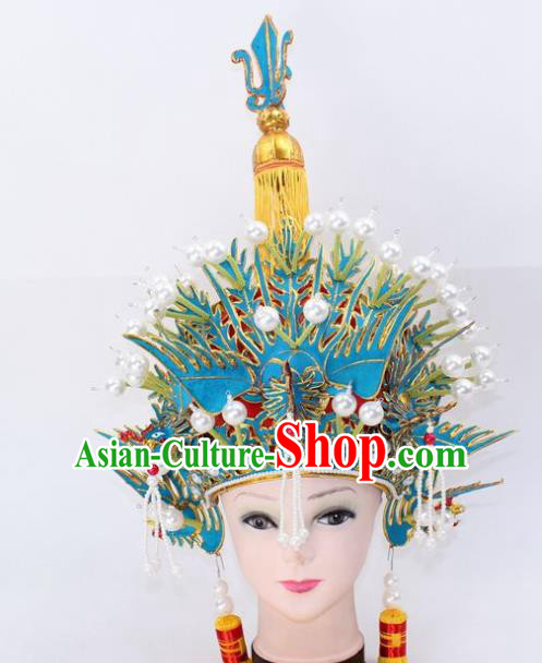 Chinese Traditional Peking Opera Pantaloon Phoenix Helmet Ancient Female General Hat for Women