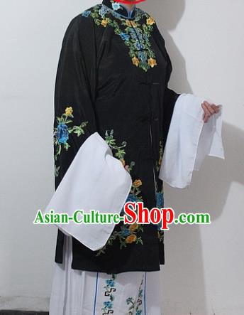 Chinese Traditional Peking Opera Actress Black Costumes Ancient Nobility Lady Embroidered Dress for Women