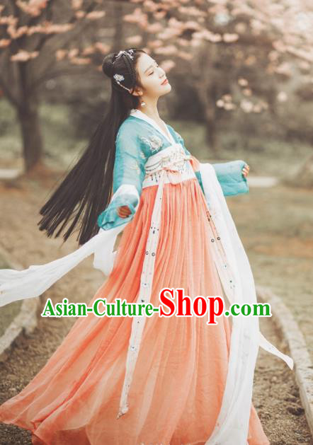 Traditional Chinese Ancient Nobility Lady Embroidered Costumes Tang Dynasty Princess Hanfu Dress for Women