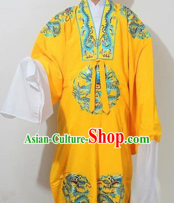 Chinese Traditional Peking Opera Emperor Yellow Embroidered Robe Ancient King Costume for Men