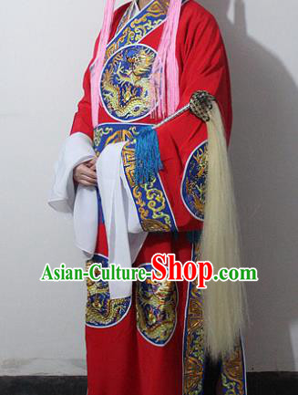 Chinese Traditional Peking Opera Court Eunuch Red Embroidered Robe Ancient Costumes for Men
