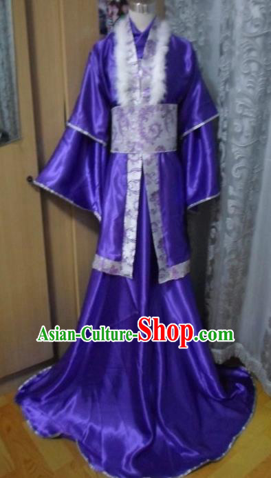 Traditional Chinese Han Dynasty Classical Dance Costumes Ancient Imperial Consort Purple Hanfu Dress for Women