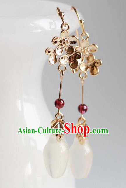 Chinese Traditional Jewelry Accessories Ancient Hanfu Garnet Earrings for Women