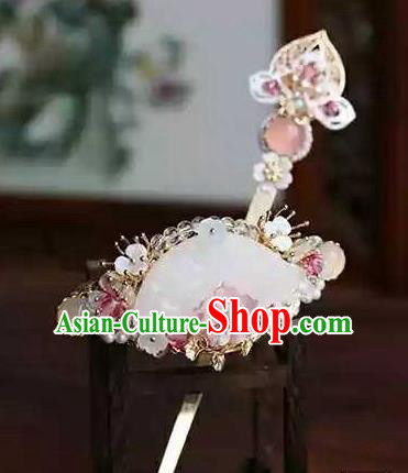 Chinese Traditional Hair Accessories Ancient Handmade Hanfu Jade Hairpins Hair Crown for Women