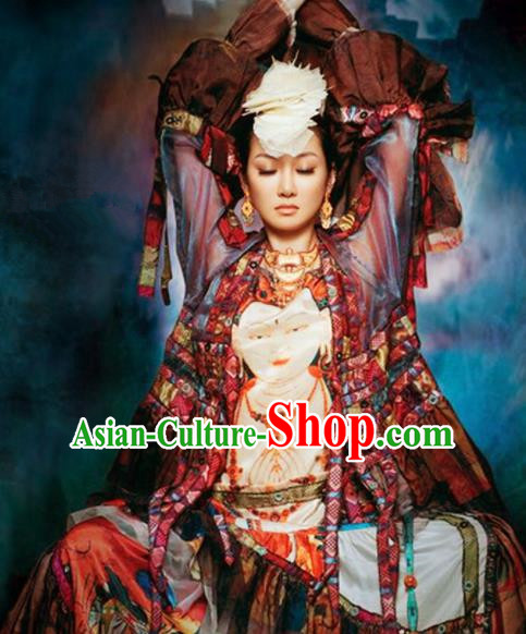 Chinese Traditional Ethnic Costumes Stage Performance Minority Nationality Dance Dress for Women