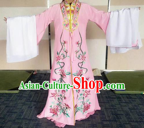 Chinese Traditional Beijing Opera Embroidered Costume Ancient Imperial Consort Pink Hanfu Dress for Women