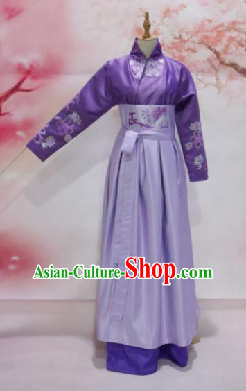Chinese Traditional Embroidered Costume Ancient Tang Dynasty Princess Purple Hanfu Dress for Women