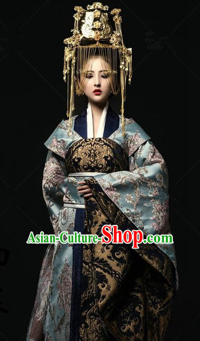 Traditional Chinese Tang Dynasty Palace Lady Costumes Ancient Empress Dress and Headpiece for Women