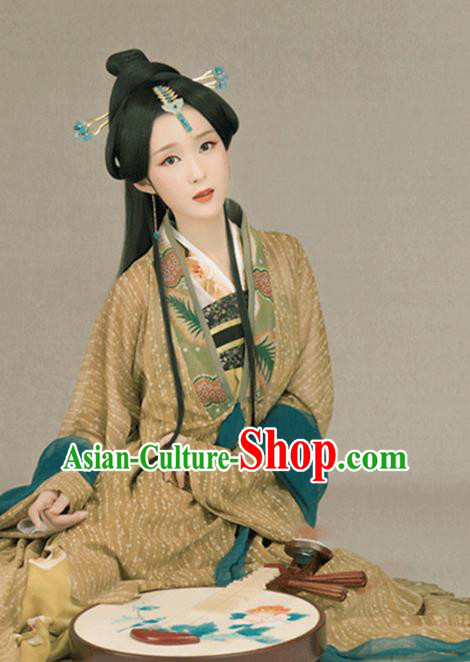 Traditional Chinese Ancient Tang Dynasty Queen Costumes and Headpiece for Women