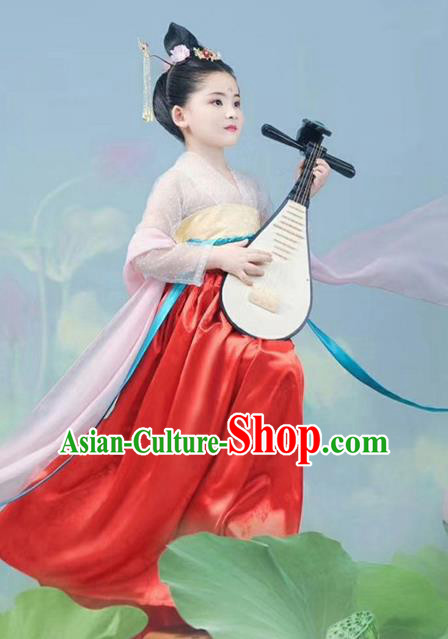 Traditional Chinese Ancient Peri Princess Costumes and Headpiece for Kids