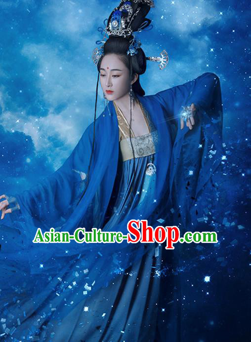 Traditional Chinese Ancient Tang Dynasty Imperial Concubine Costumes and Headpiece Complete Set for Women