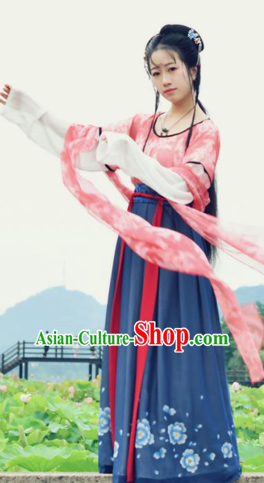 Chinese Tang Dynasty Costumes Ancient Court Maid Hanfu Dress for Women