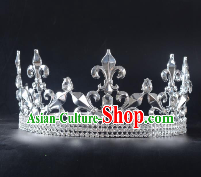 Baroque Style Hair Accessories Queen Crystal Argent Royal Crown for Women