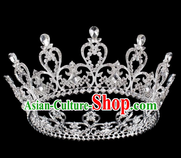 Baroque Wind Hair Accessories Princess Retro Crystal Argent Royal Crown for Women