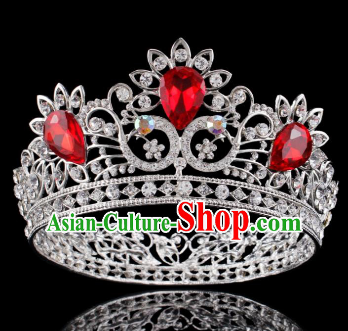 Baroque Wind Hair Accessories Bride Retro Crystal Round Royal Crown for Women