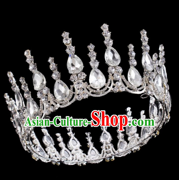 Baroque Wind Retro Hair Accessories Bride Rhinestone Round Royal Crown for Women