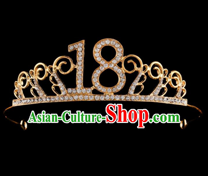 Baroque Wind Retro Hair Accessories Bride Rhinestone Royal Crown Golden Hair Clasp for Women