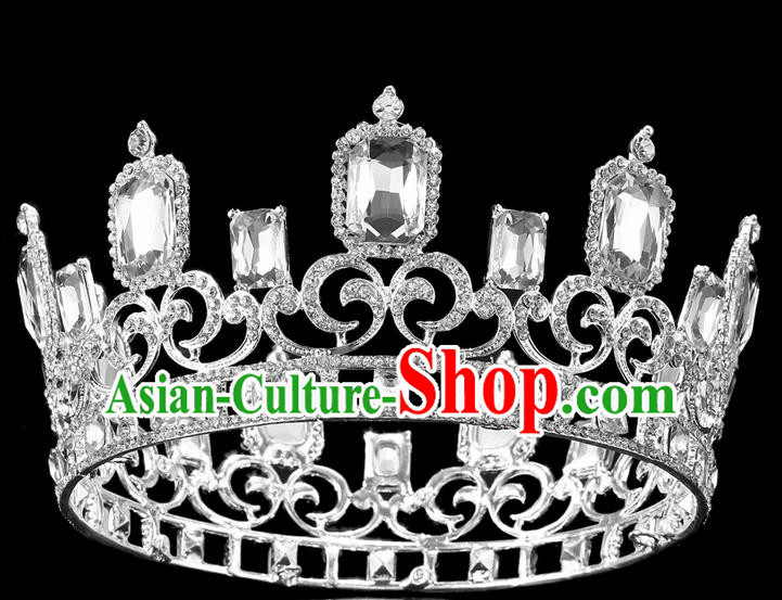 Handmade Wedding Queen Rhinestone Royal Crown Baroque Retro Hair Accessories for Women