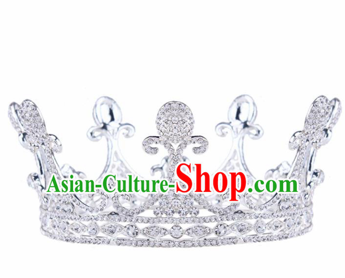 Handmade Wedding Bride Rhinestone Hair Accessories Baroque Queen Retro Royal Crown for Women