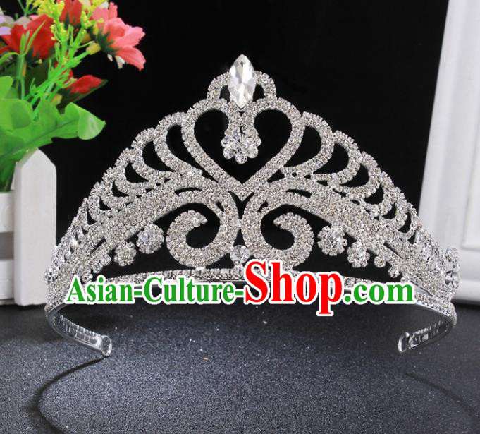 Handmade Wedding Bride Rhinestone Hair Accessories Baroque Queen Retro Crystal Royal Crown for Women