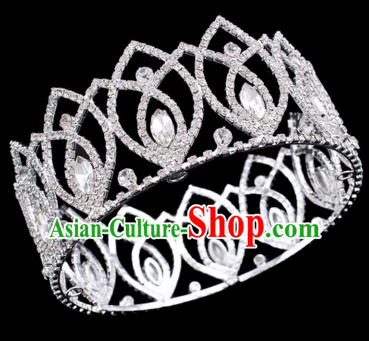Top Grade Baroque Handmade Crystal Royal Crown Bride Retro Wedding Hair Accessories for Women