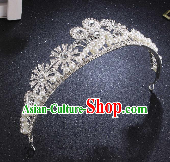 Top Grade Wedding Bride Pearls Hair Accessories Baroque Princess Retro Royal Crown for Women