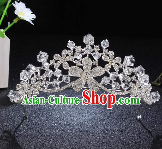 Top Grade Princess Retro Rhinestone Flowers Royal Crown Baroque Wedding Bride Hair Accessories for Women