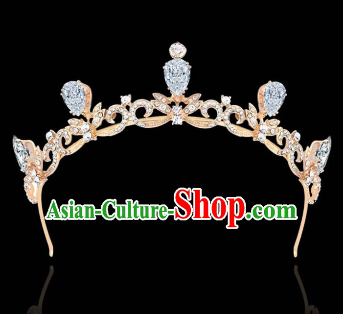 Top Grade Retro Princess Royal Crown Rhinestone Hair Clasp Baroque Wedding Bride Hair Accessories for Women