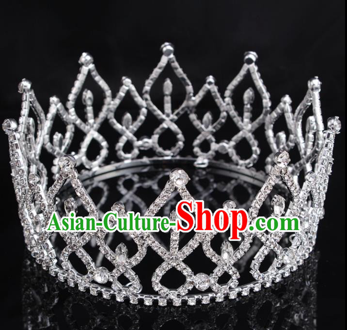 Top Grade Queen Round Royal Crown Retro Baroque Wedding Bride Hair Accessories for Women