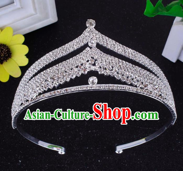 Top Grade Baroque Style Rhinestone Royal Crown Bride Retro Wedding Hair Accessories for Women